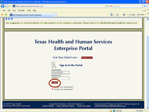 Screenshot of Portal Logon page